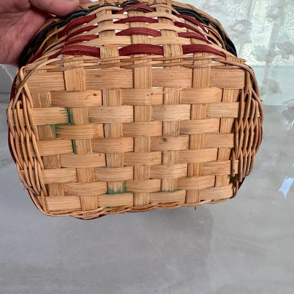 American Flag Hand‎ Basket Ceramic Blueberry Painted Handle Patriotic July 4th
